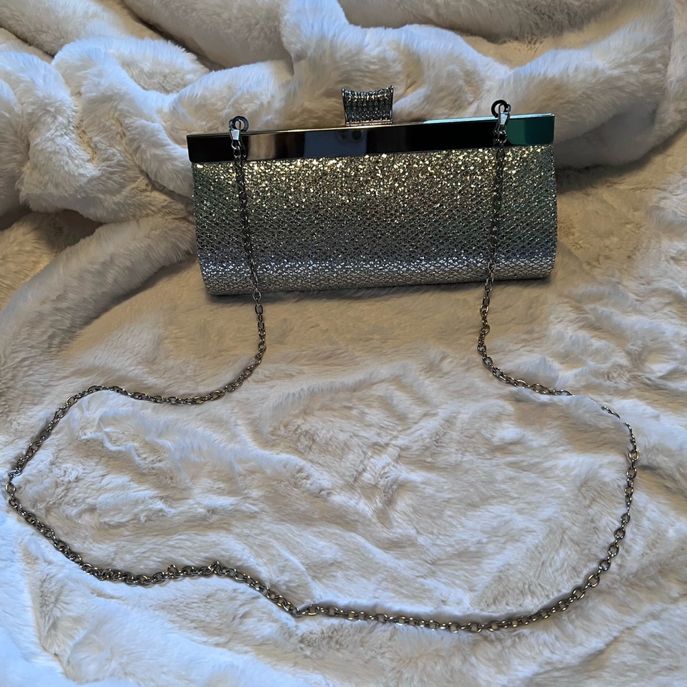 Shiny Silver Clutch Lulu Townsend